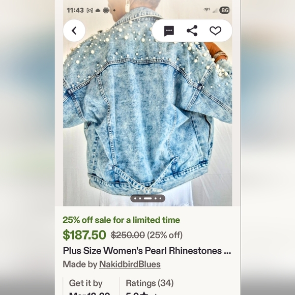 SKULLS/CROSS BOLERO JEAN JACKET - Picture 7 of 8